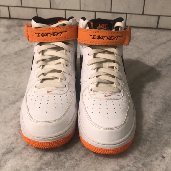 Nike Air Force 1 Sneakers Mens 8 Black White Orange Magma Mid I Got Next DV2134 - Picture 6 of 12